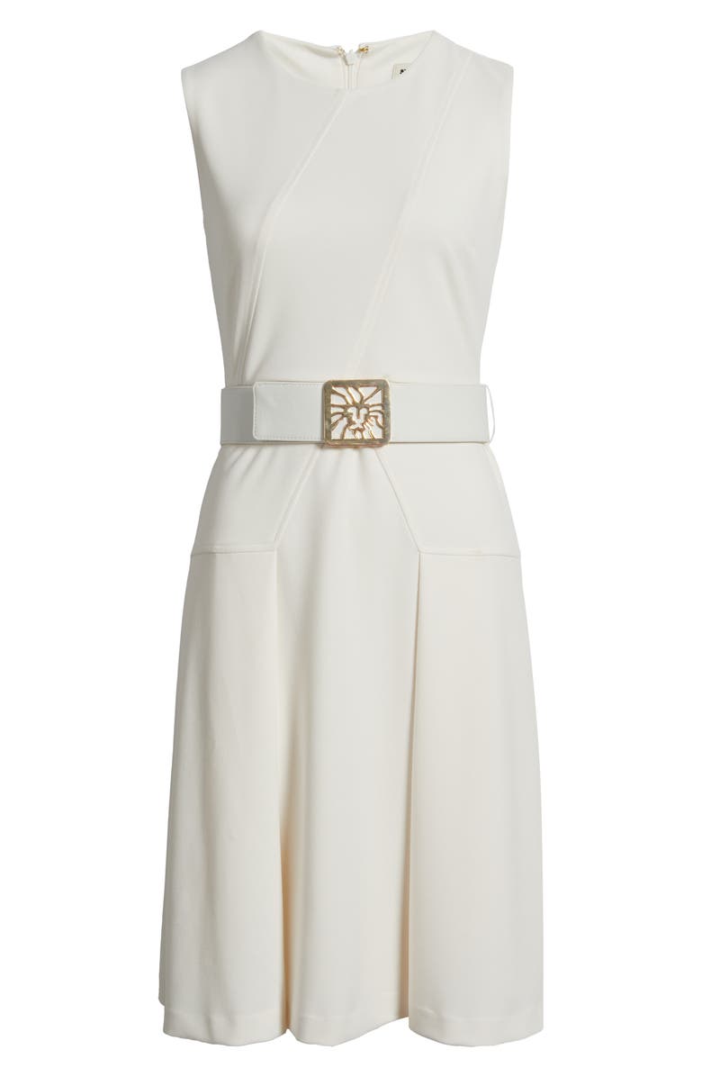 Anne Klein Belted Panel Jewel Neck Dress, Main, color, White Dove