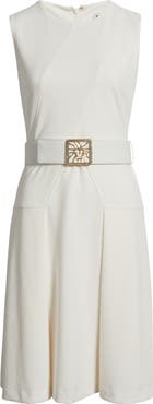 Anne Klein Belted Panel Jewel Neck Dress