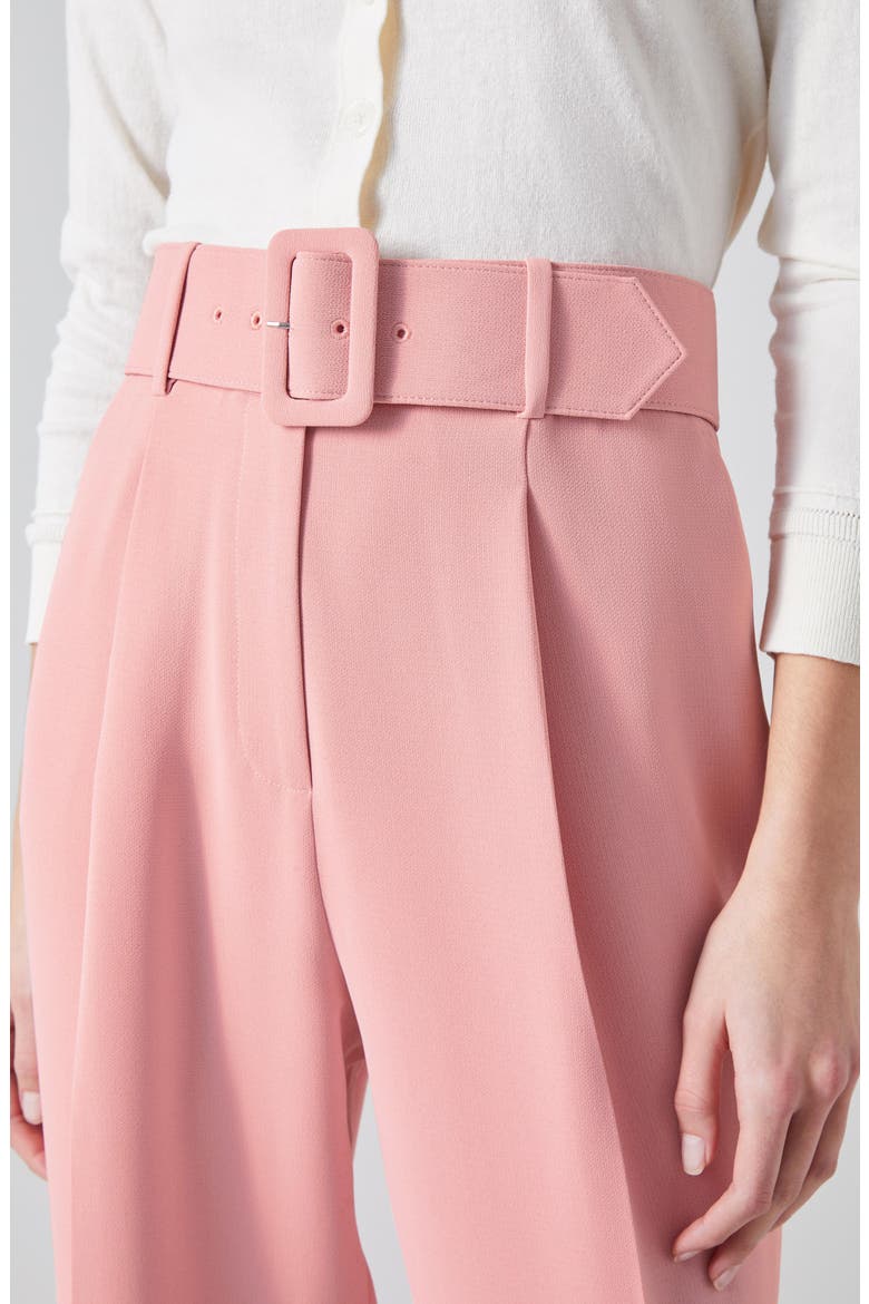 Tabitha Belted High Waist Ankle Crepe Pants, Alternate, color, ROSE