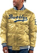 STARTER Men's Starter Gold Brooklyn Dodgers Cooperstown Collection Bronx Satin Full-Snap Bomber Jacket
