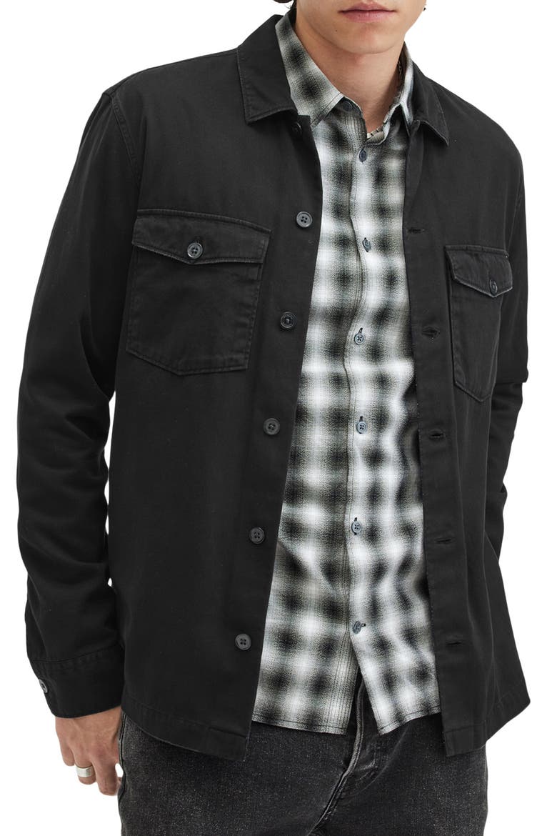 Spotter Cotton Denim Button-Up Shirt Jacket, Main, color, BLACK