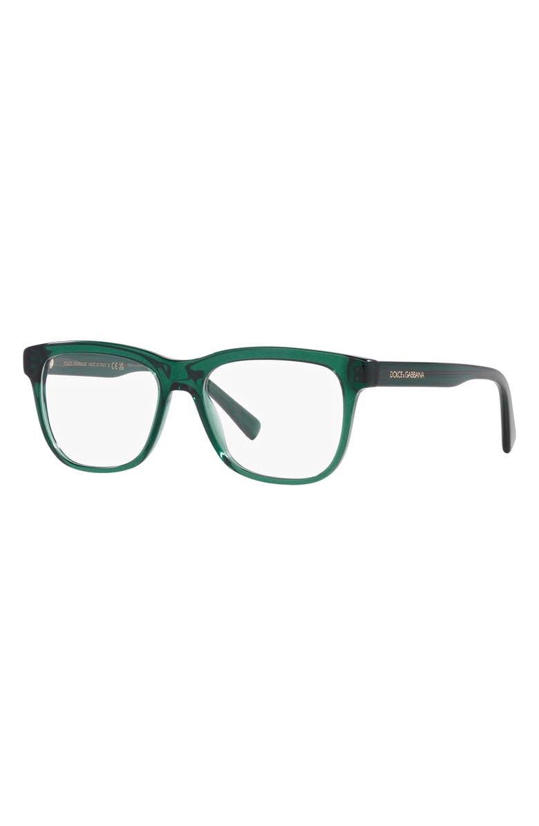 Dolce&Gabbana 49mm Rectangular Glasses, Alternate, color, Transparent Green