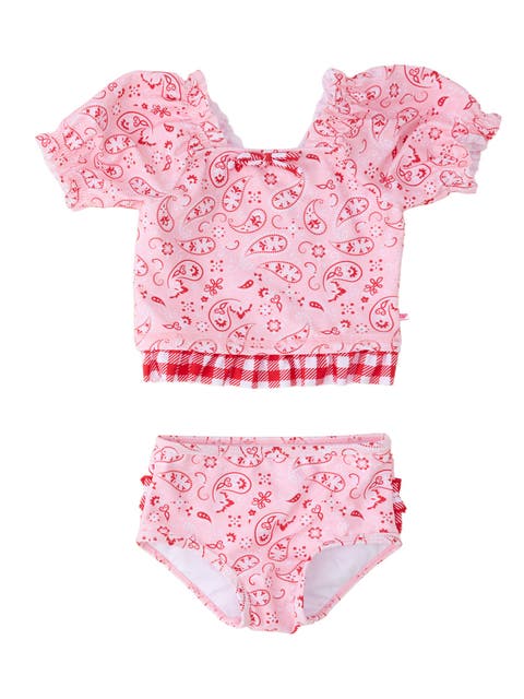 UPF50+ Puff Sleeve Ruffle Tankini 2-Piece Swimsuit
