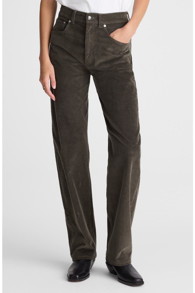 High Waist Balloon Corduroy Pants, Main, color, GRAPHITE GREEN