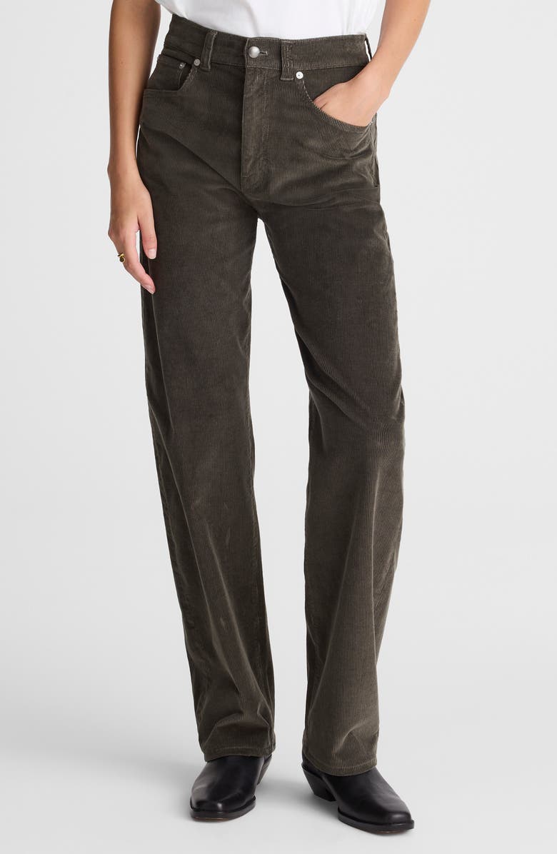 Madewell High Waist Balloon Corduroy Pants, Main, color, Graphite Green