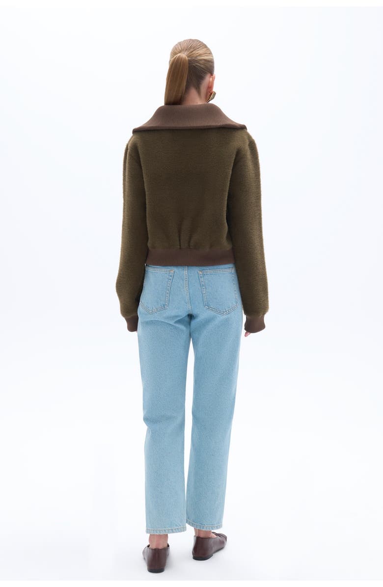 Nocturne Wide Collar Zipper Detailed Knitwear Cardigan, Alternate, color, 