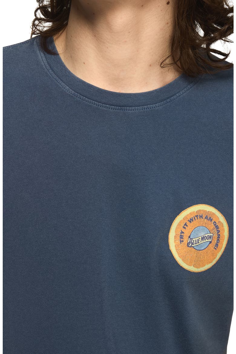 Blue Moon Orange Cotton Graphic T-Shirt, Alternate, color, DARK DENIM