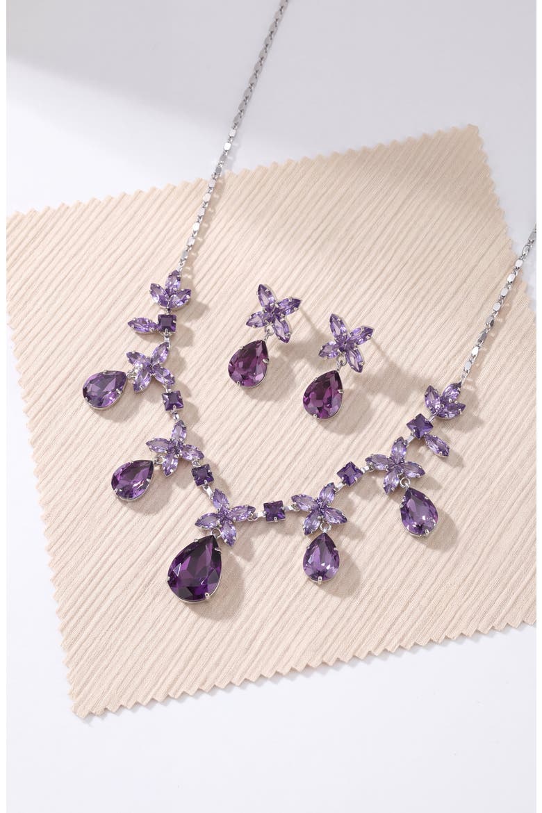 Crystal Necklace and Earrings Set, Alternate, color, Purple