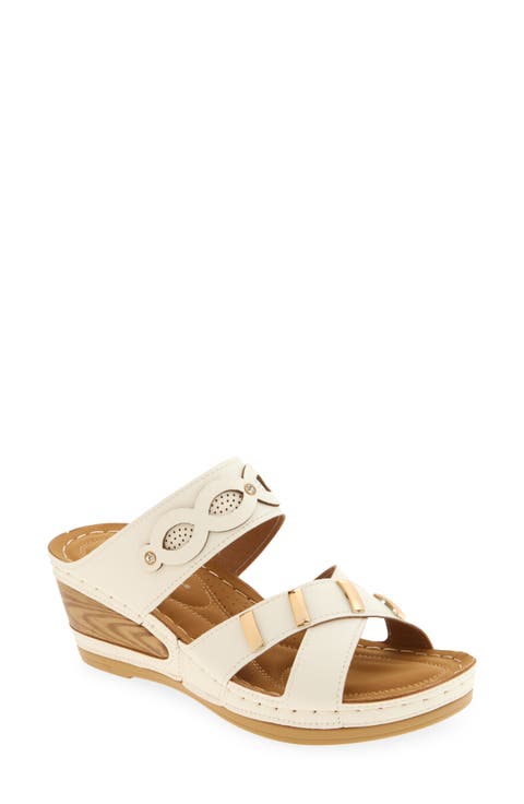 Buckle Wedge Slide Sandal (Women)