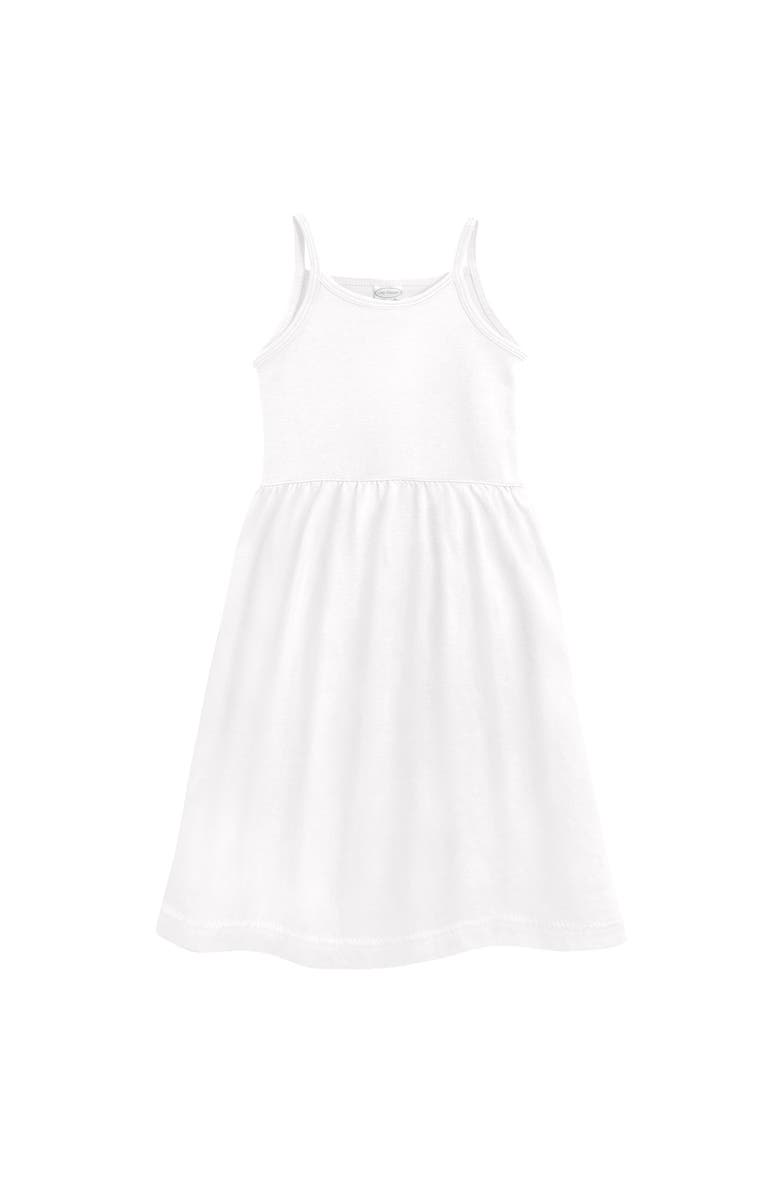 CITY THREADS Girls Soft Organic 100% Cotton Empire Camisole Sundress, Main, color, White