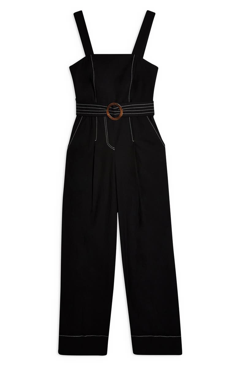 Topshop Topstitch Utility Sleeveless Jumpsuit, Alternate, color, 