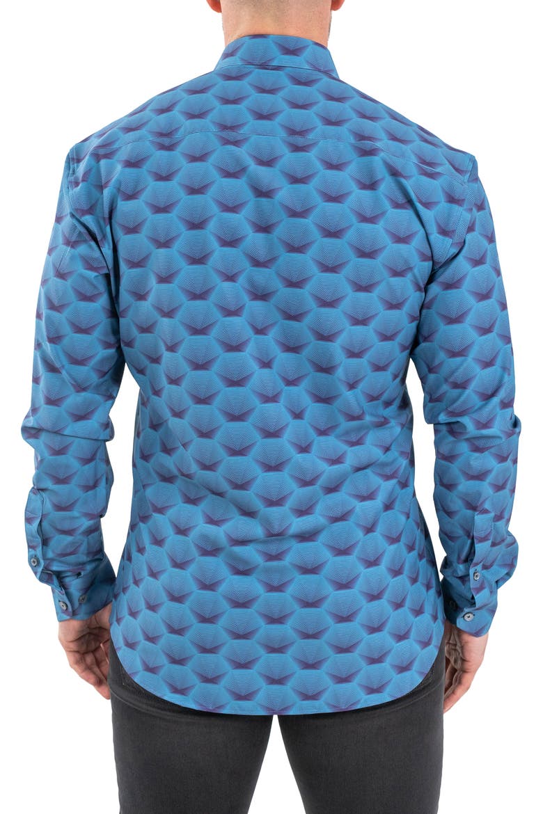 Einstein Stretch Horizon Button-Up Shirt, Alternate, color, BLUE