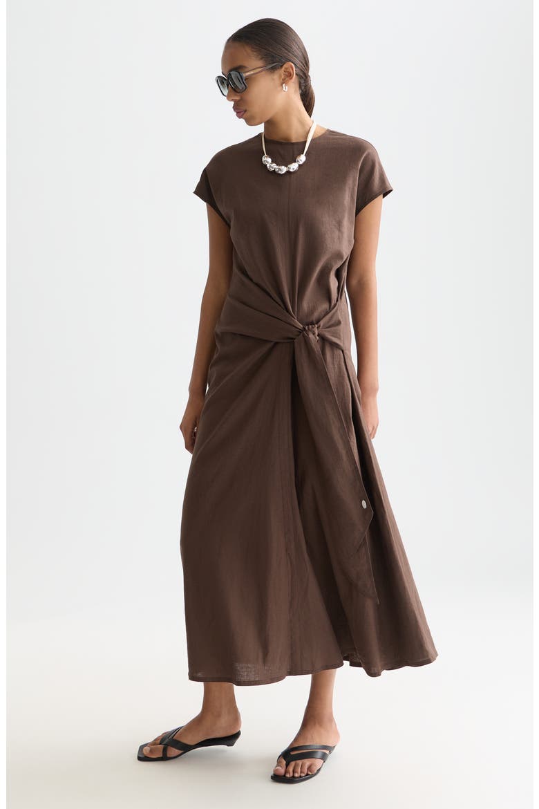 Relaxed Linen Blend Maxi Dress, Alternate, color, HOT FUDGE