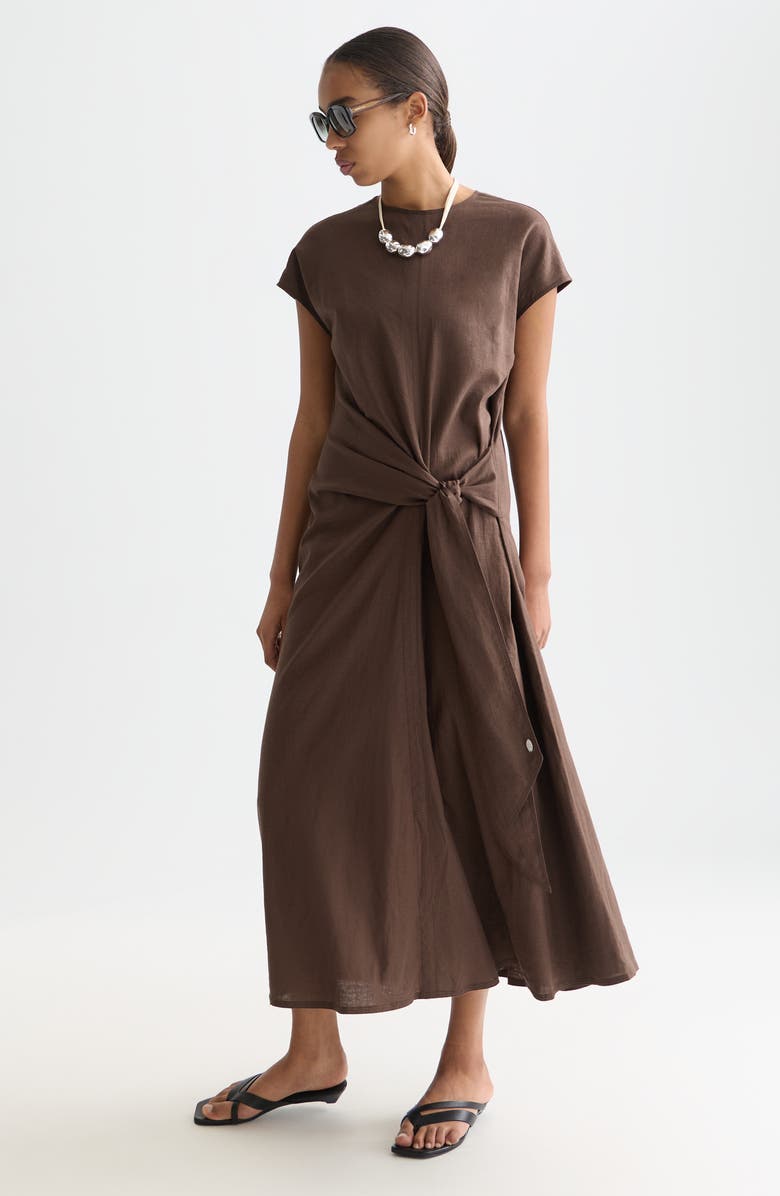 Scotch & Soda Relaxed Linen Blend Maxi Dress, Alternate, color, Hot Fudge