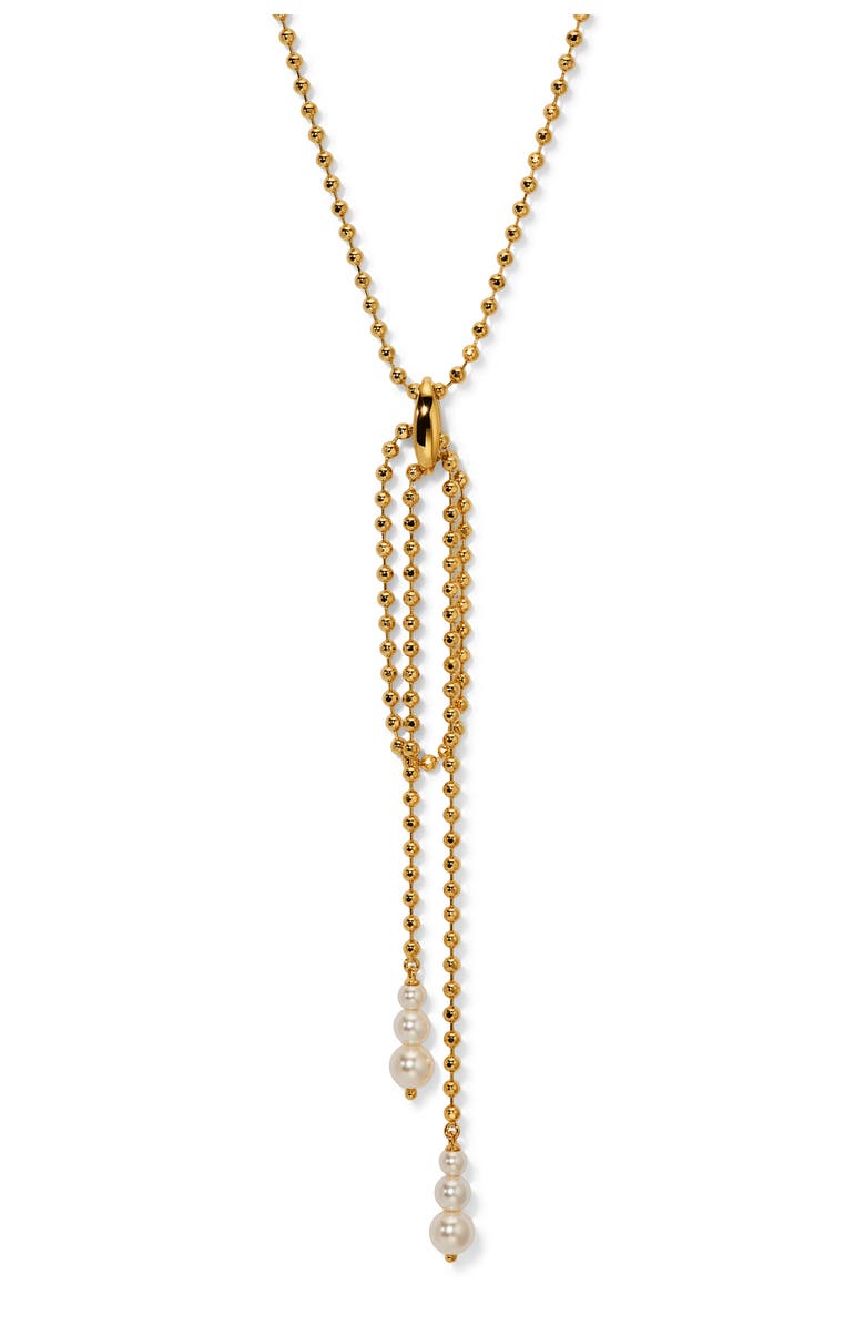 Nadri Esme Faux Pearl & Bead Y-Necklace, Main, color, Gold
