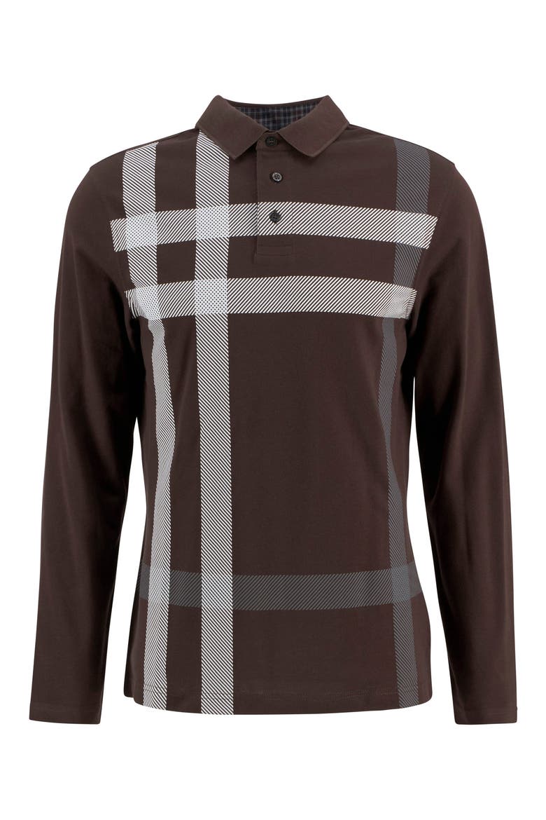 Blaine Tartan Long Sleeve Polo, Alternate, color, DARK OAK