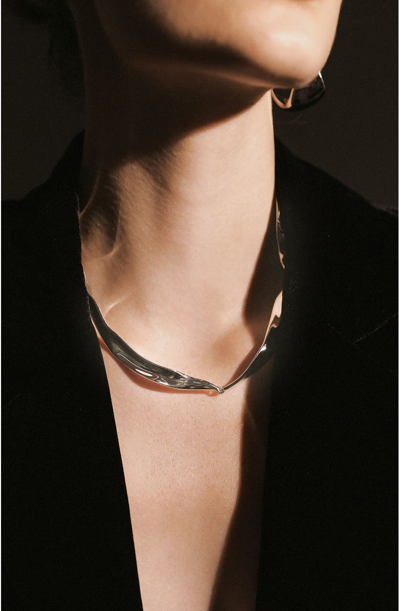 RETRO CHIC Ripple Necklace, Alternate, color, Silver