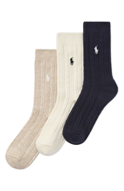 Classic Assorted 3-Pack Cable Crew Socks