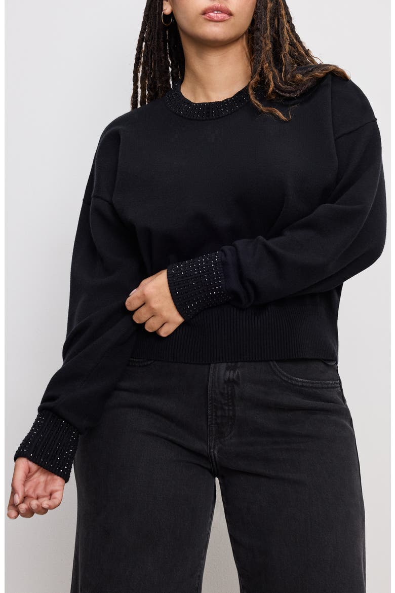 Crystal Crewneck Sweater, Alternate, color, BLACK001