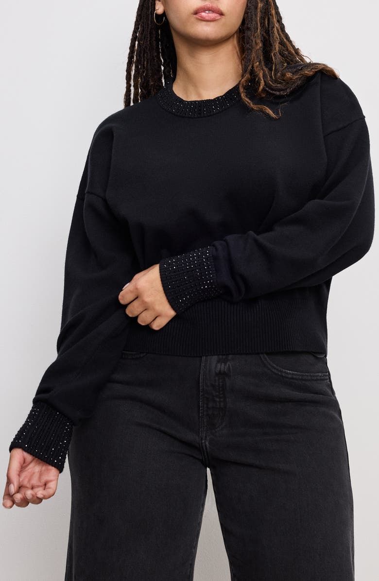 Good American Crystal Crewneck Sweater, Alternate, color, 