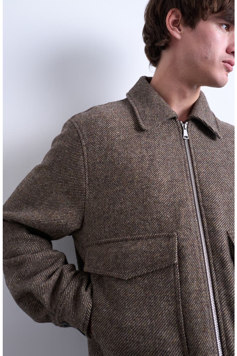 Herringbone Short Jacket, Alternate, color, BROWN