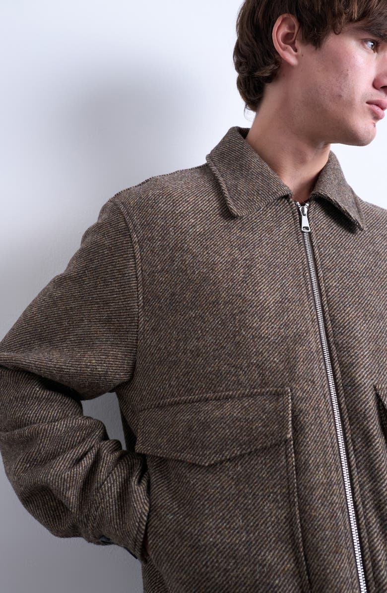 Topman Herringbone Short Jacket, Alternate, color, Brown