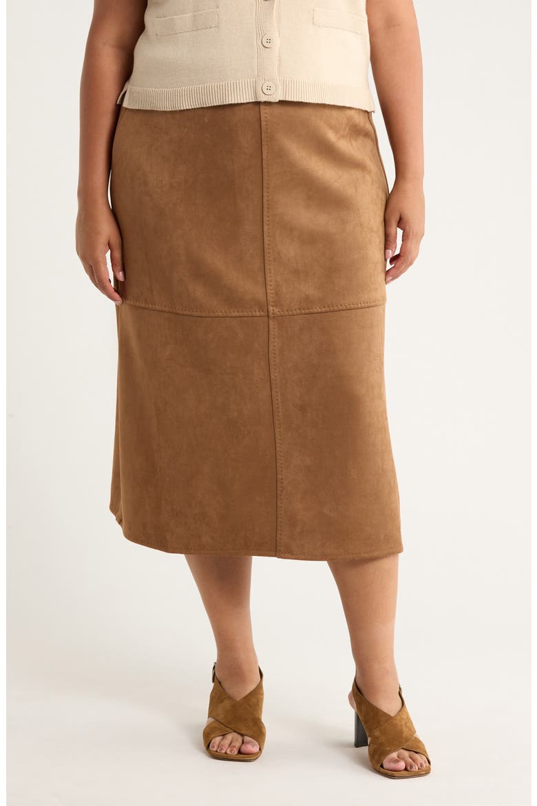 A-Line Faux Suede Skirt, Main, color, VICUNA
