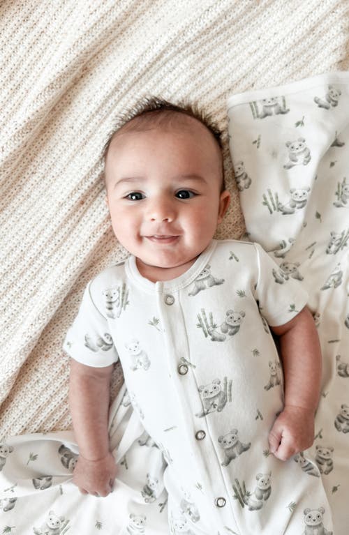 L'ovedbaby Baby Panda Short Sleeve Organic Cotton Romper In Baby Panda