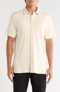 KARL LAGERFELD PARIS Short Sleeve Knit Button-Up Shirt