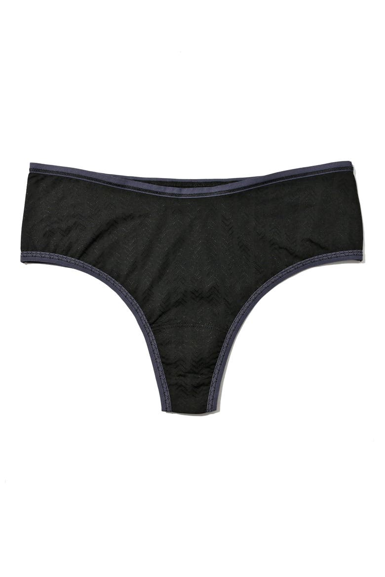 Movecalm High Waist Thong, Alternate, color, BLACK/ GRANITE