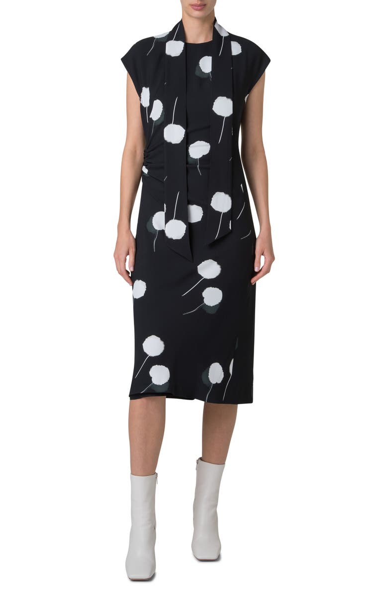 Akris Windflower Print Crepe Dress & Scarf Set, Main, color, 