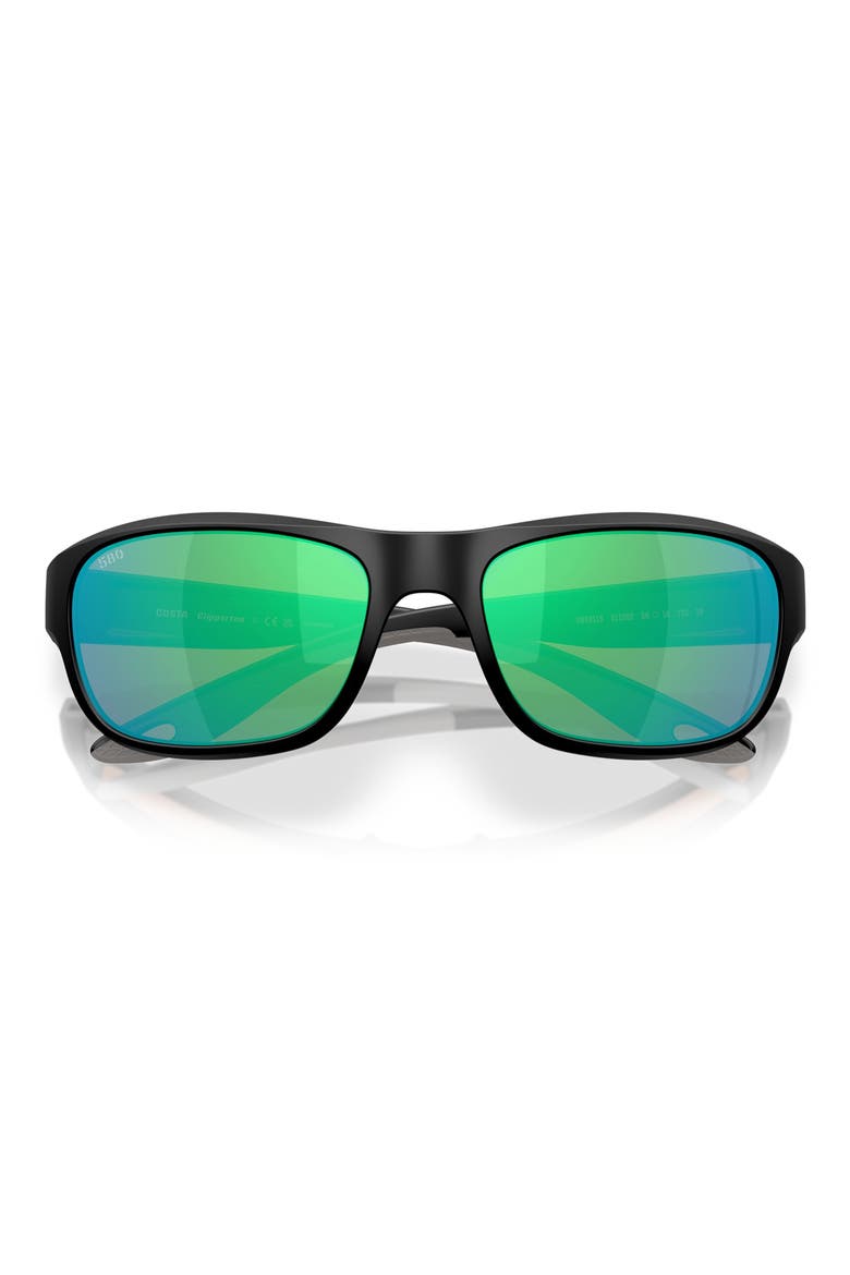 Clipperton 58mm Polarized Rectangular Sunglasses, Alternate, color, MATTE BLACK/ GREEN MIRROR 580G