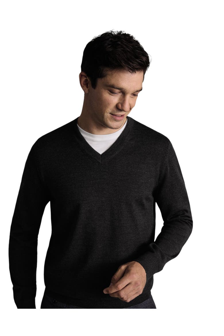 Merino V-Neck Sweater, Alternate, color, Charcoal Grey
