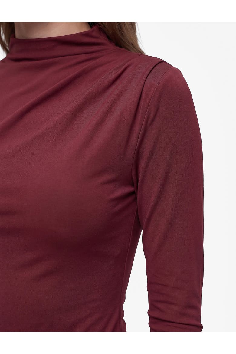 Long Sleeve High Neck Bodysuit, Alternate, color, BORDEUX