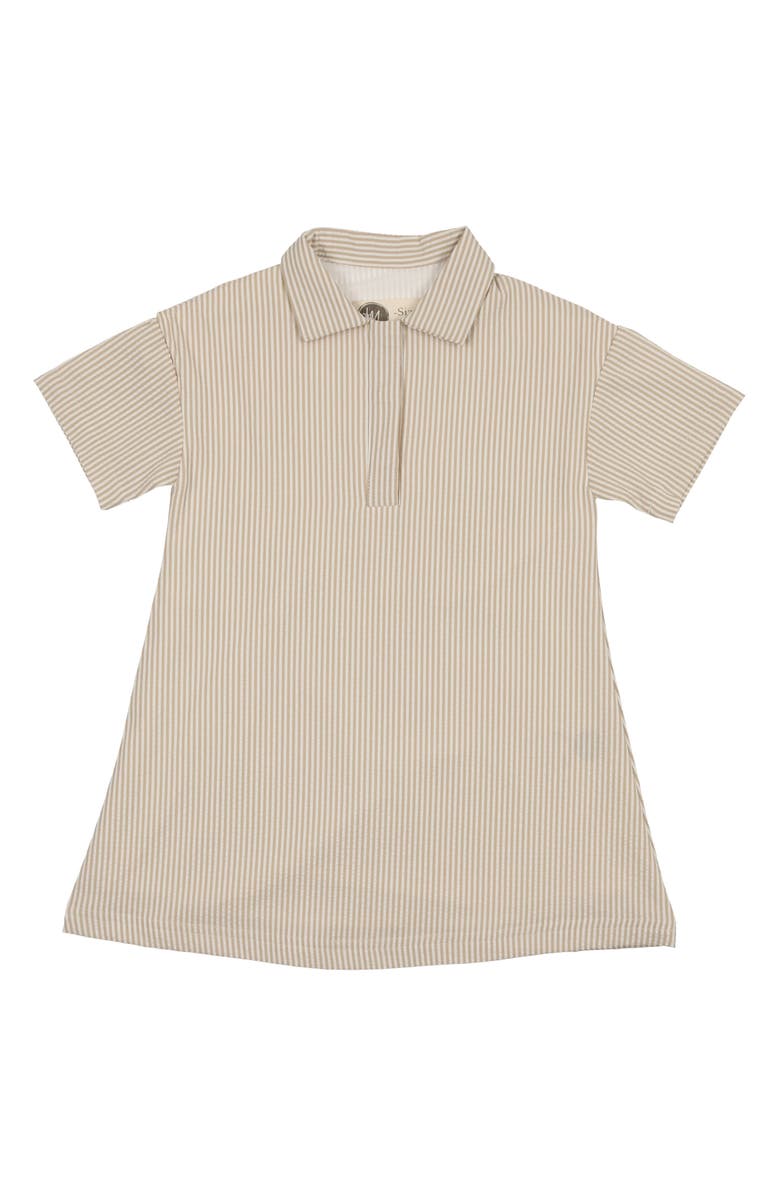 Manière Kids' Cotton Blend Seersucker Shirtdress, Main, color, Tan