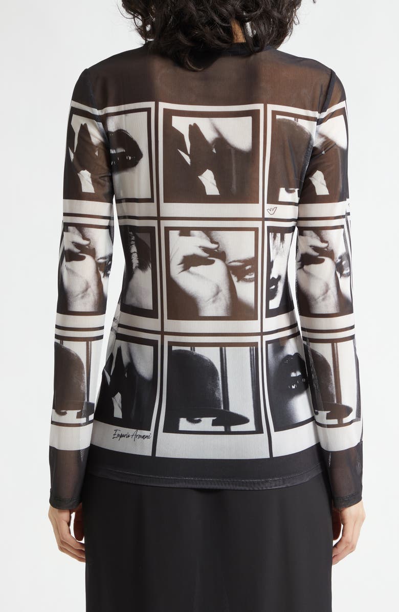 Emporio Armani Long Sleeve Graphic Print T-Shirt, Alternate, color, Solid Black