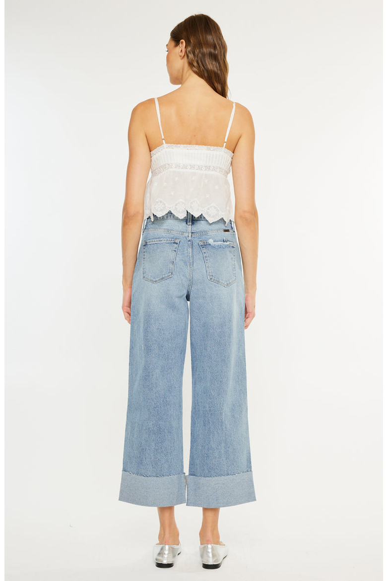 Alfie 90s High Rise Cropped Wide Leg Jeans, Alternate, color, Medium Wash