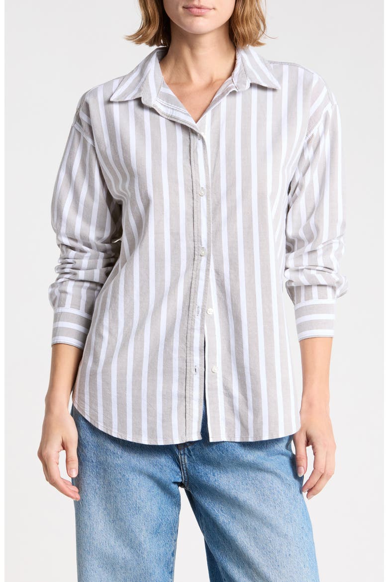 Cidney Oversize Cotton Button-Up Shirt, Main, color, EARTHY SAGE