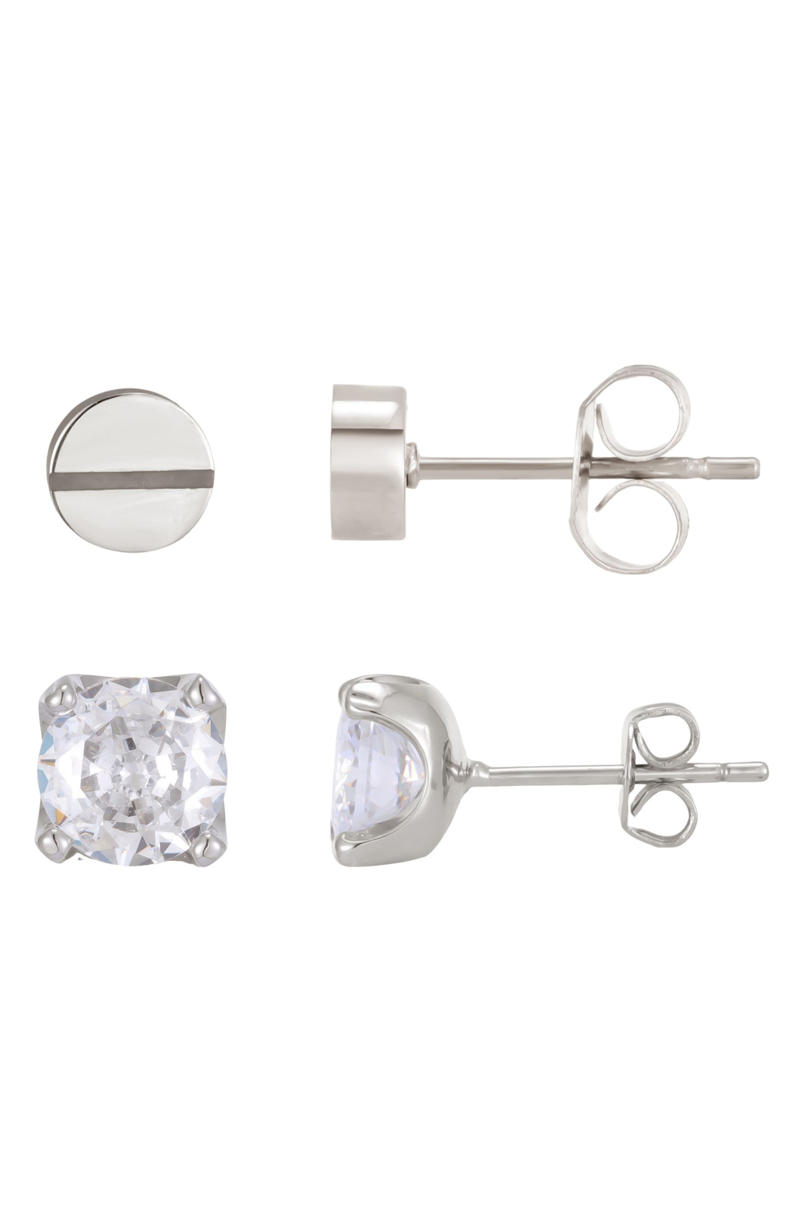 Men's Silver Plated Stud Earrings