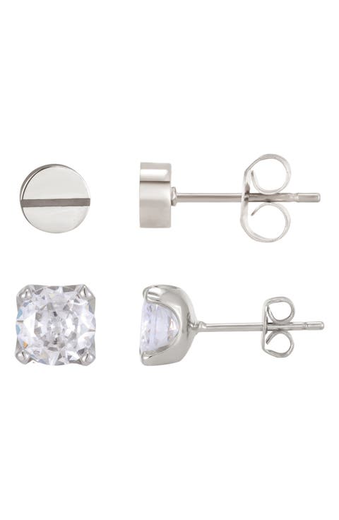 Men's Silver Plated Stud Earrings