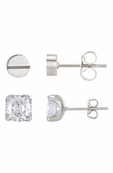 Men's Silver Plated Stud Earrings