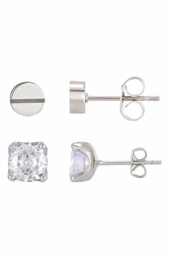 Men's Silver Plated Stud Earrings