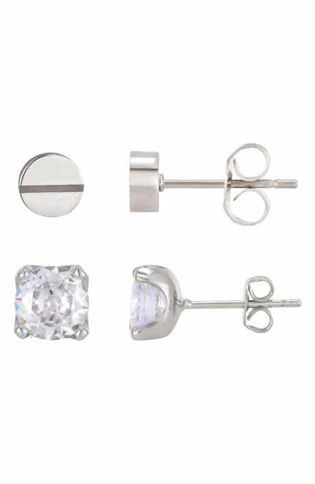 Men's Silver Plated Stud Earrings