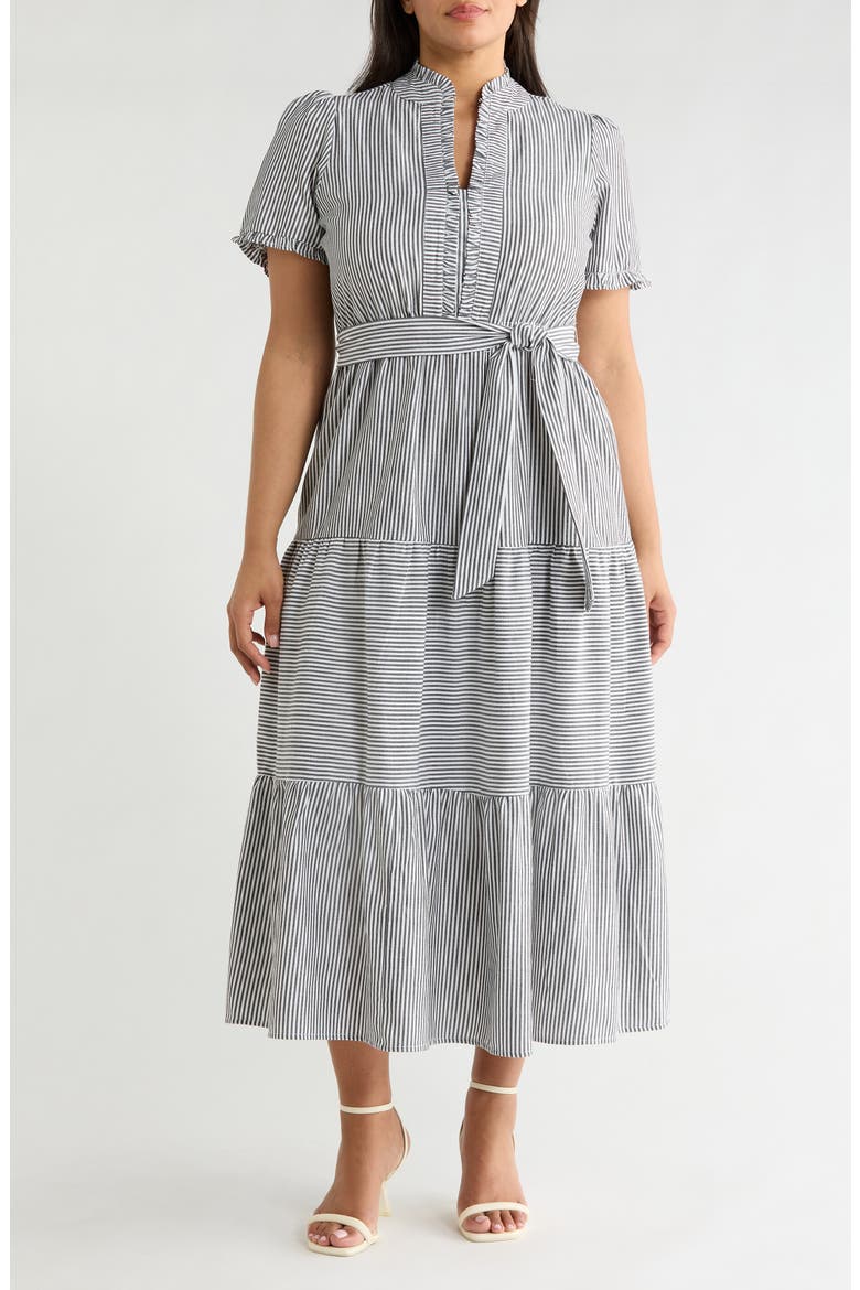 Tiered Maxi Dress, Main, color, BLACK/ WHITE