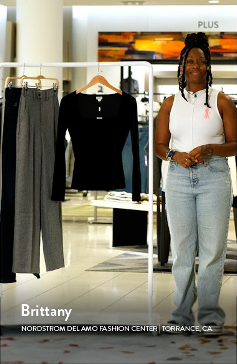 Kinley Square Neck Stretch Velvet Top, sales video thumbnail