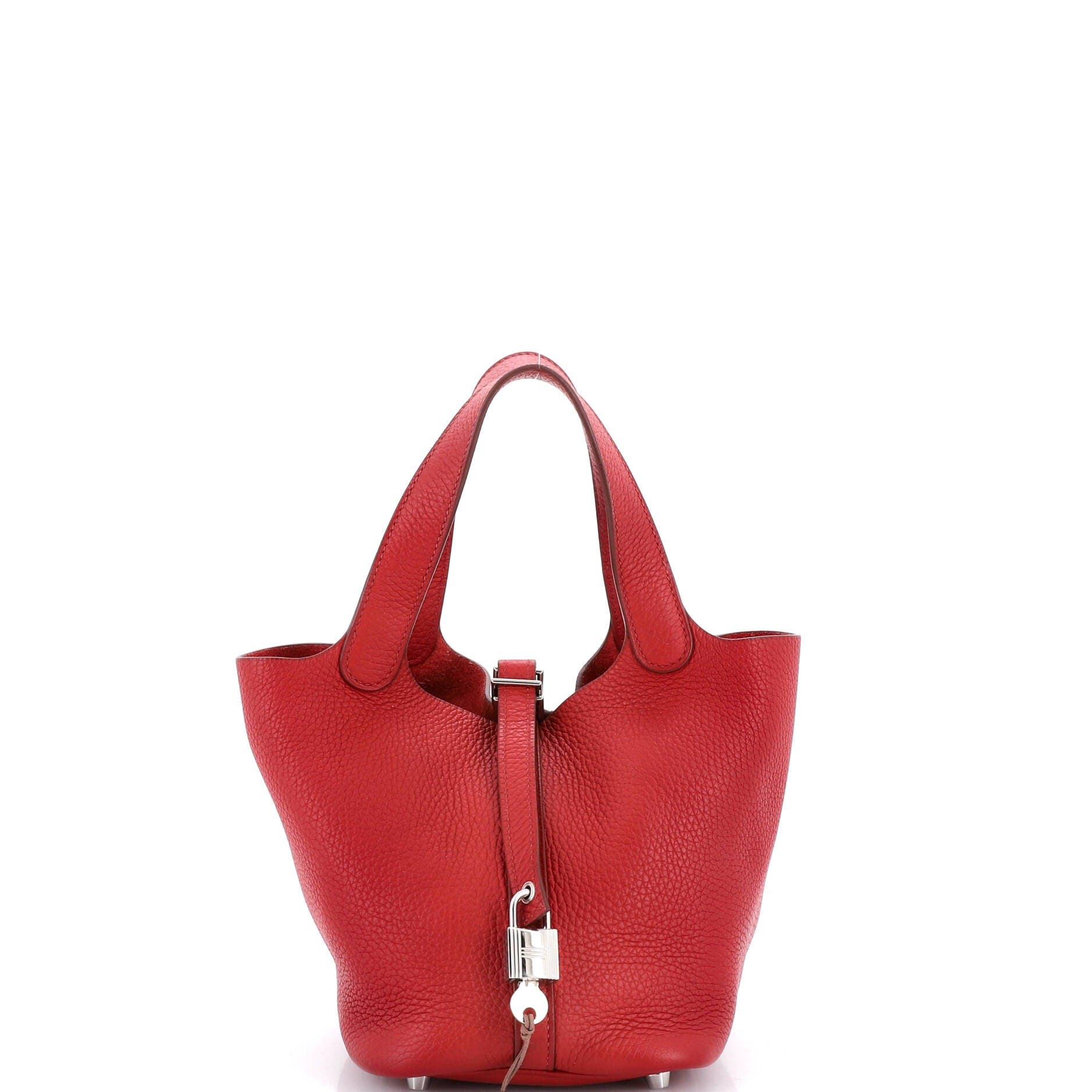 Pre-Owned Hermes Picotin Lock Bag Clemence PM, Main, color, Rouge Garance