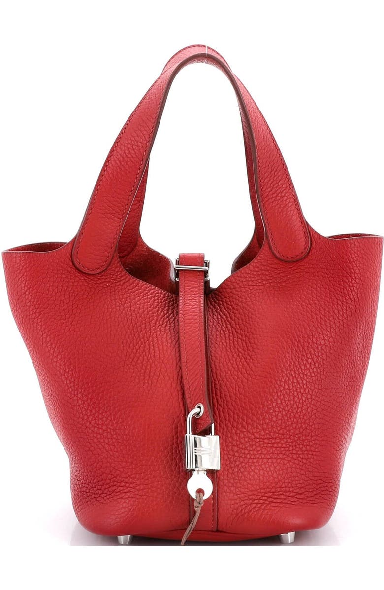 Pre-Owned Hermes Picotin Lock Bag Clemence PM, Main, color, Rouge Garance