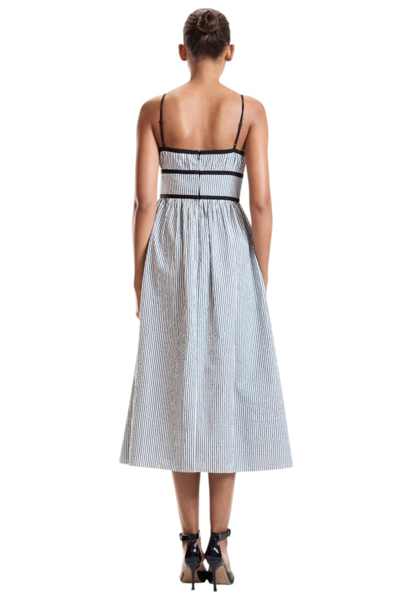 Seersucker Midi Dress, Alternate, color, Black Pinstripe