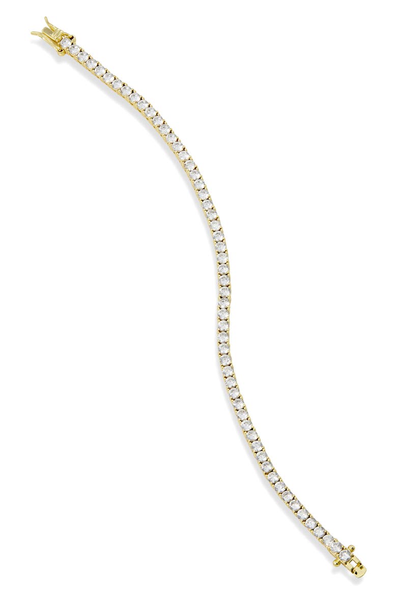14K Gold Plated Cubic Zirconia Tennis Bracelet, Main, color, YELLOW