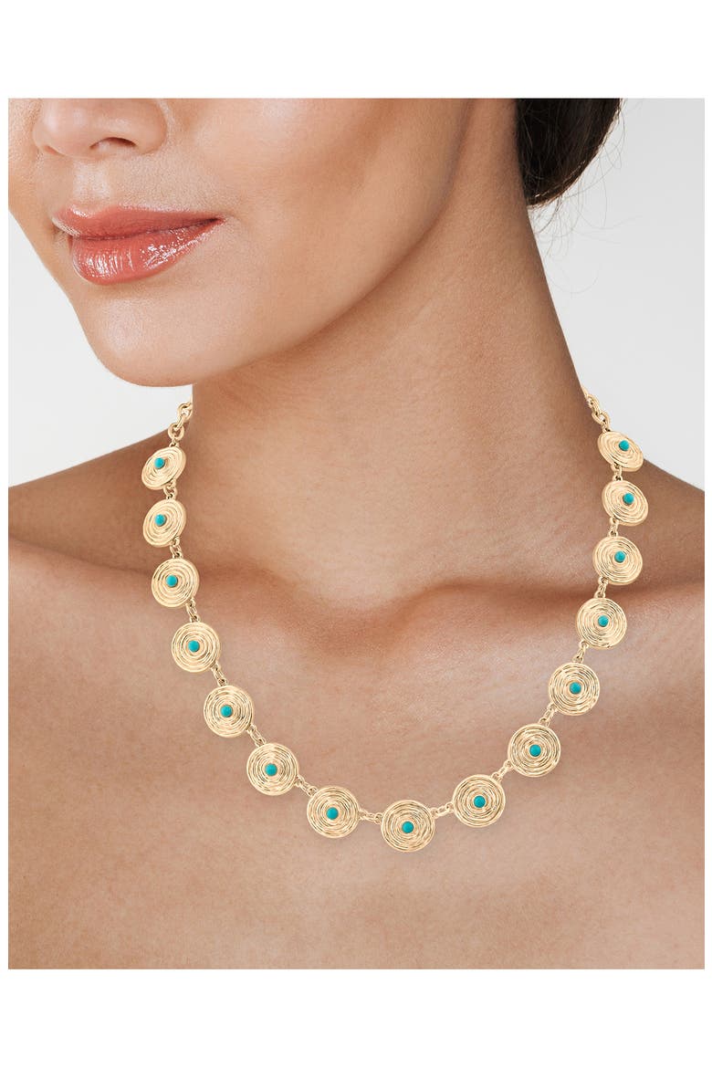 Turquoise Cabochon Disc Necklace (Nordstrom Exclusive), Alternate, color, TURQUOISE/ GOLD